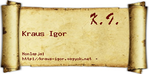 Kraus Igor névjegykártya